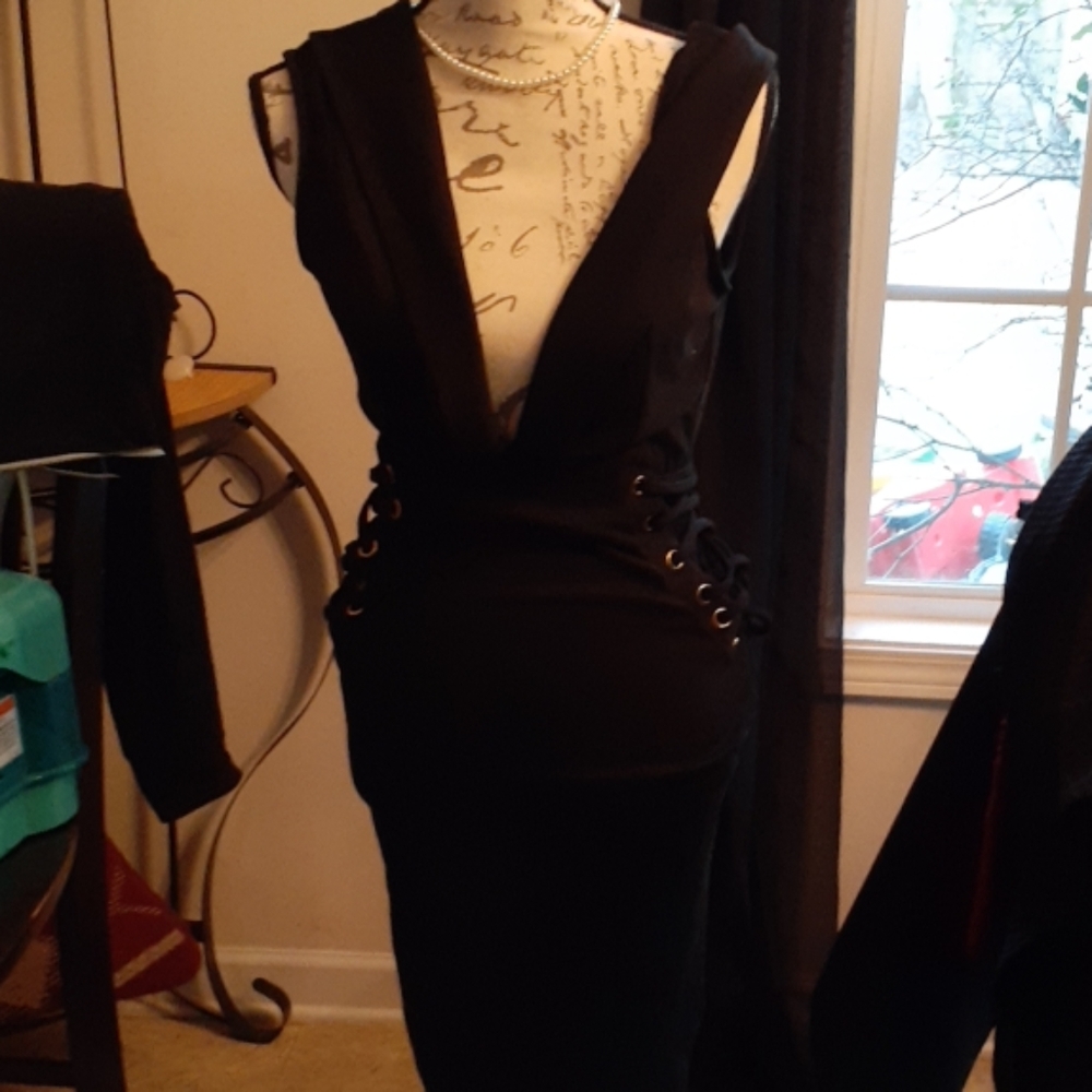 Black low cut dress